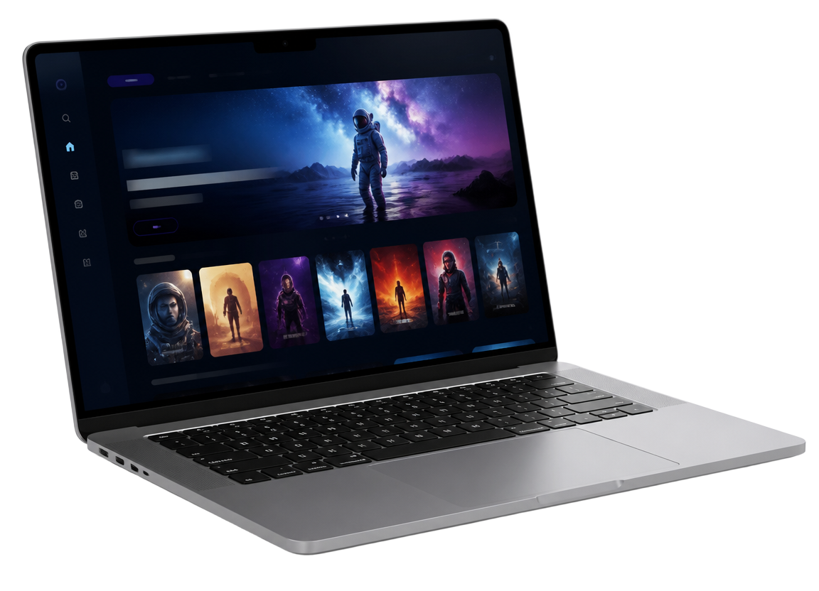 Laptop displaying the Zurgast streaming interface